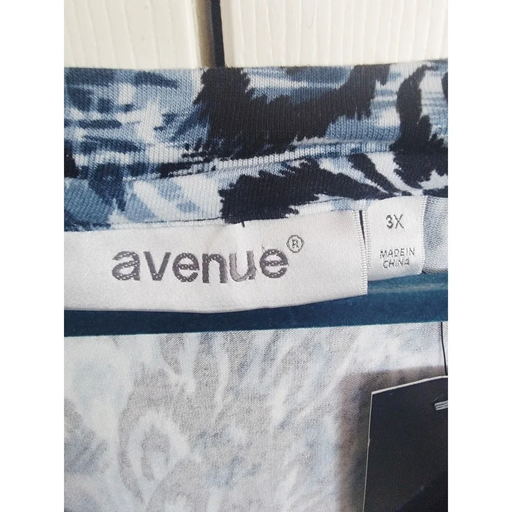 Avenue 3X Tunic‎ or Short Dress Cape Cod Feather V-Neck LS Plus Size 3X NWT